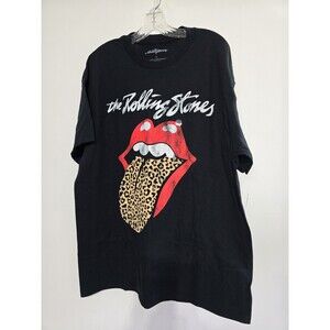 Rolling Stones Hot Lips T-Shirt Leopard NWT Rock Music L Concert Mick Jagger